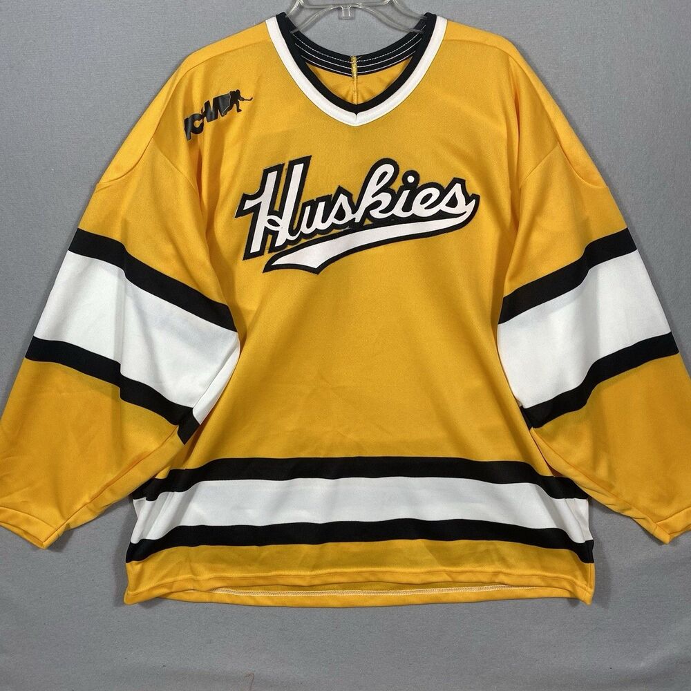Vintage Michigan Tech Huskies Hockey Jersey Yellow Size L/XL Rare CCM NWT